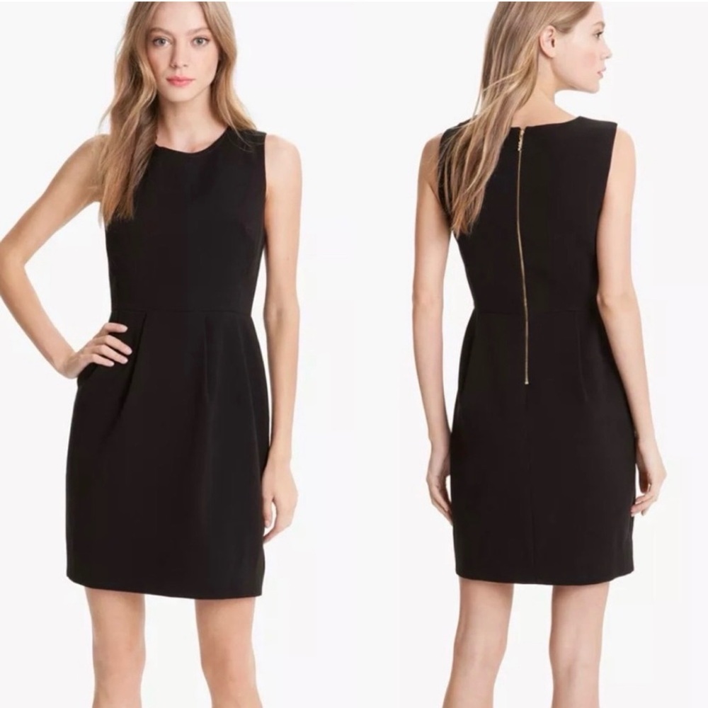 Kate Spade New York Dress Tiff Pleated
Black Sheath Size 2 Zip Back GUC